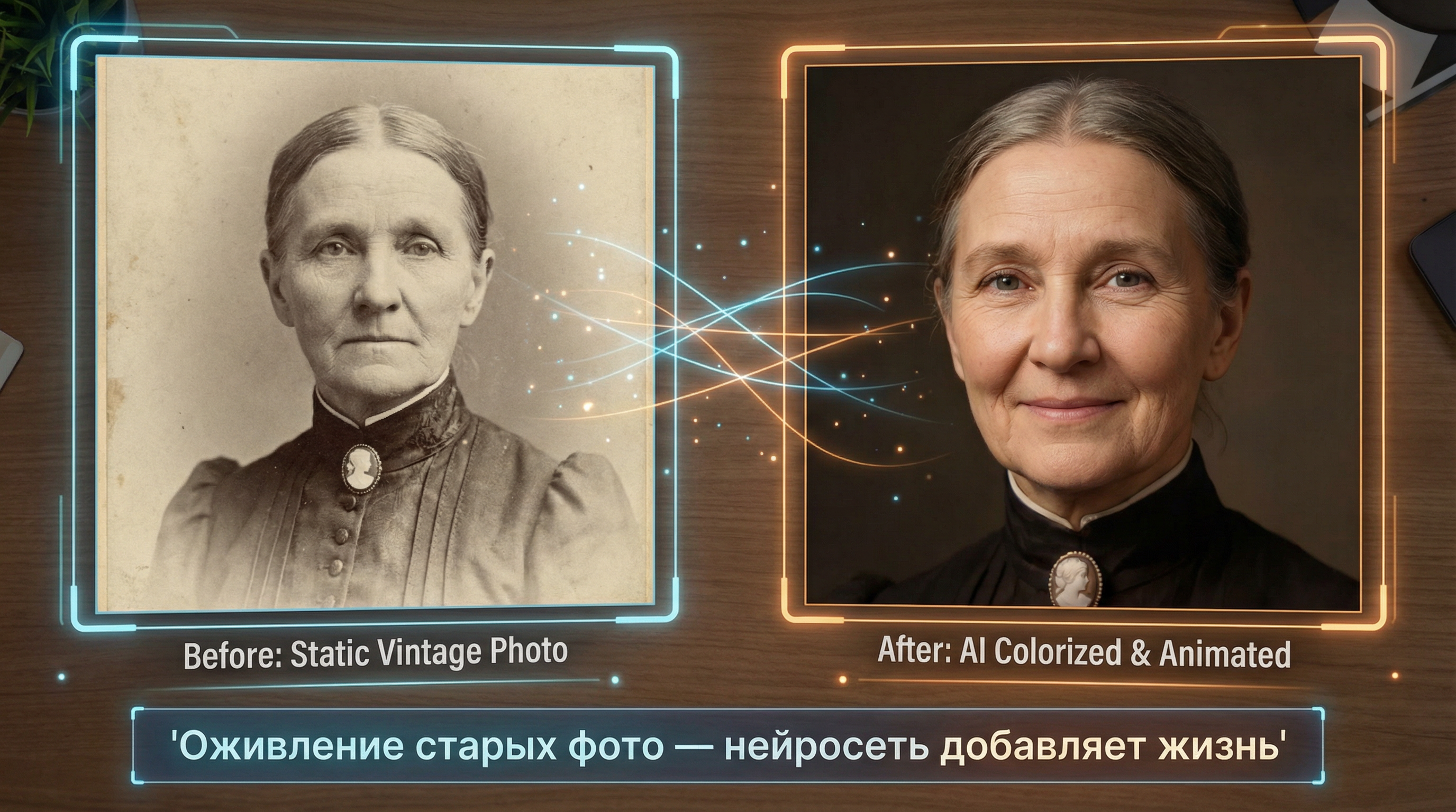 Оживление старой фотографии нейросетью — до и после